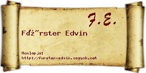 Fürster Edvin névjegykártya